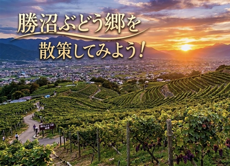 6/21【さくらんぼ狩り参加者限定】勝沼ぶどう郷を散策してみよう！廃線のトンネル・ぶどうの丘・天空の湯！夕焼けが一押し！