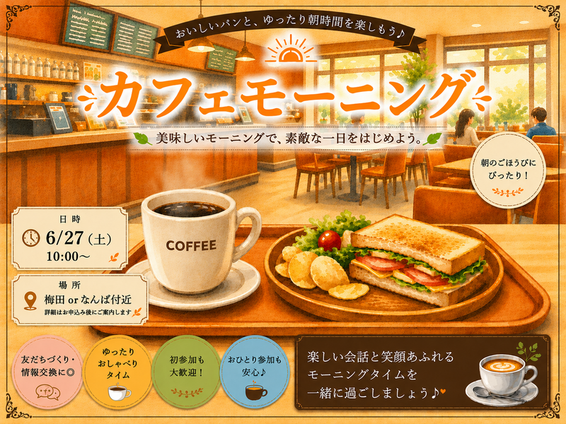 6/27(土) ゆったりカフェモーニング☕️‪🔆‬