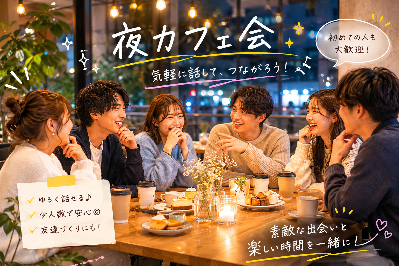 【6/13(土)開催】【女性主催＆32歳以下限定🎉】上野駅すぐ✨土曜限定！仕事帰りにほっと癒されるリラックスカフェ会☕