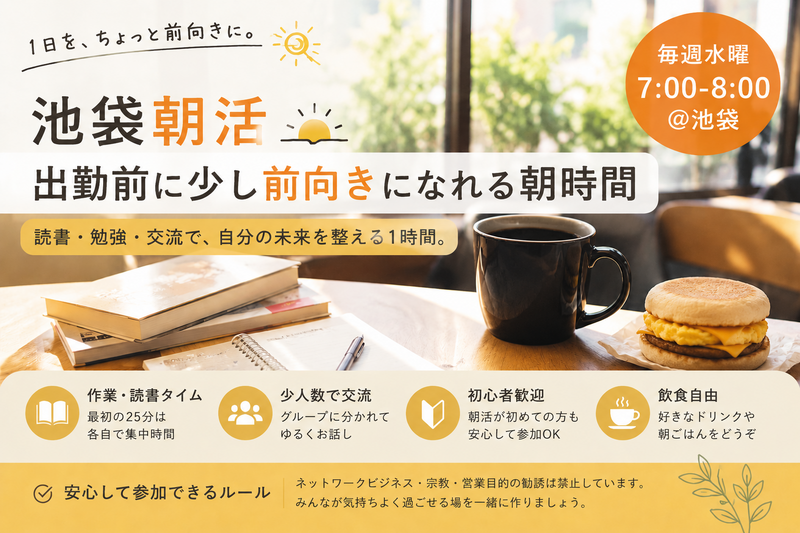 【池袋朝活】出勤前に少し前向きになれる朝時間