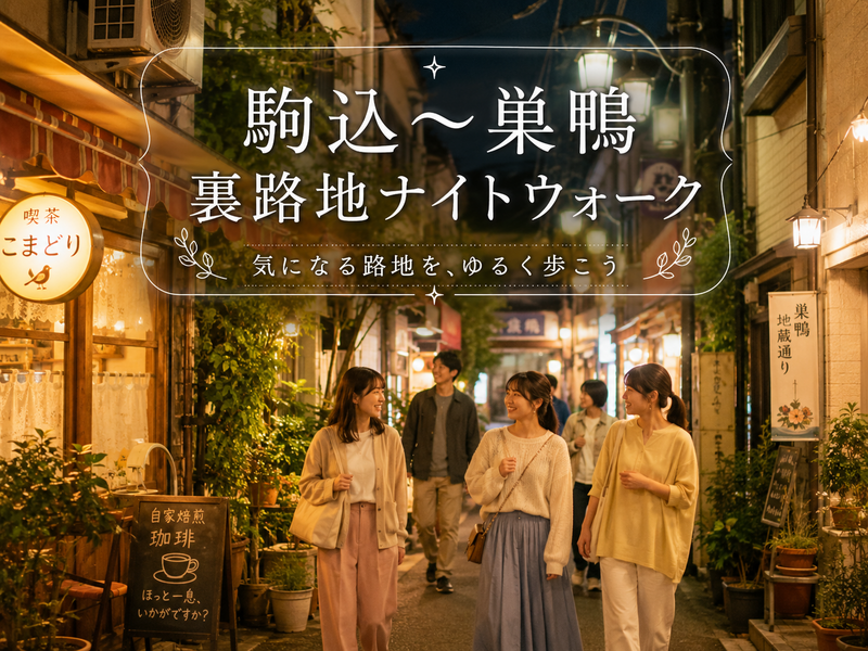 【早割無料】駒込から巣鴨の裏路地と史跡巡り夜散歩を楽しもう