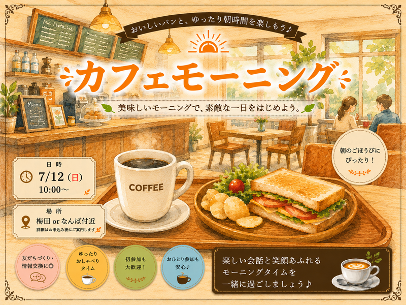 7/12(日) ゆったりカフェモーニング☕️‪🔆‬