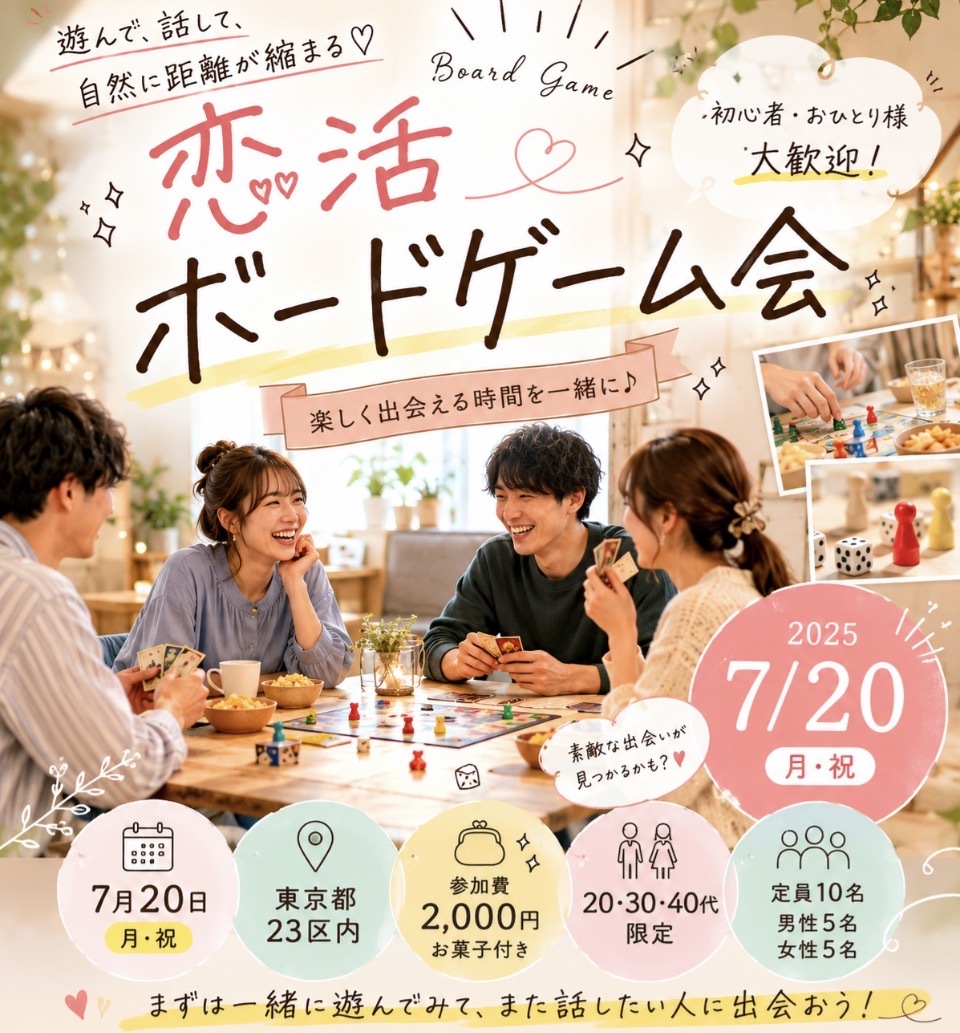 恋活×ボードゲーム｜遊びながら自然に出会える交流会
