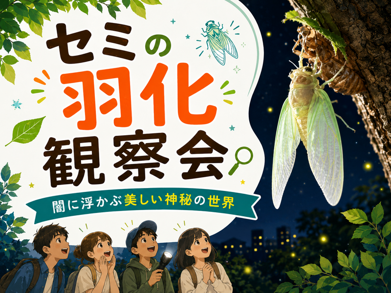 闇に浮かぶ美しい神秘の世界｜セミの羽化観察会