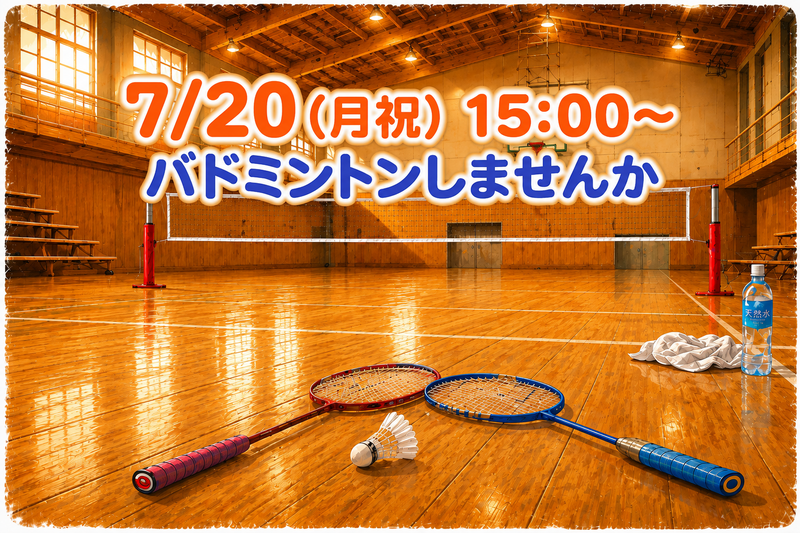 7/20(月祝) 未経験歓迎✨️バドミントン🏸