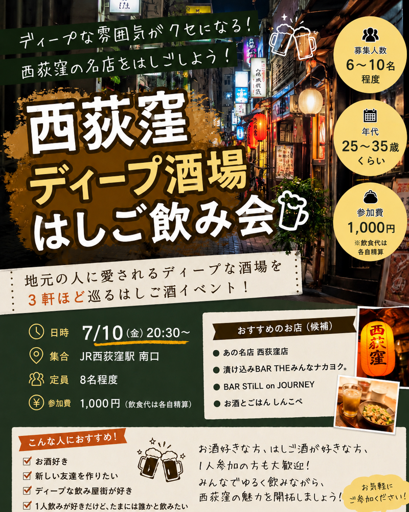     【西荻窪】ディープな飲み屋街でハシゴ酒しよう！🍻　