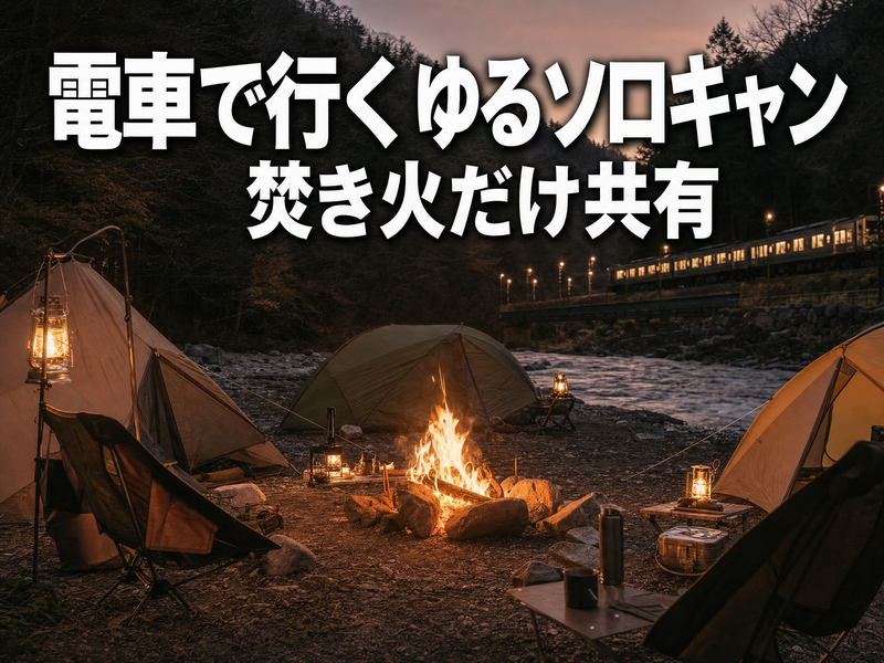 電車で行くゆるソロキャン 焚き火だけ共有