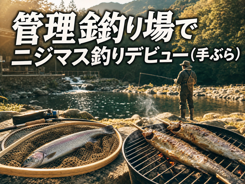 管理釣り場でニジマス釣りデビュー(手ぶら)
