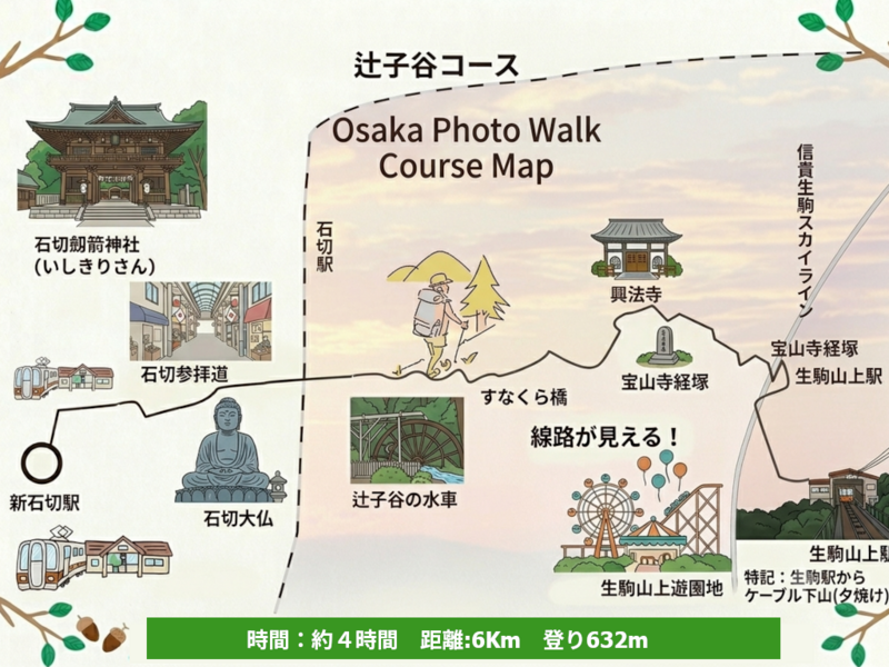 【8/8開催｜石切神社から生駒山頂遊園地へ】夕暮れハイキング＆ナイト遊園地体験🌄夜景と写真好き限定スペシャル！