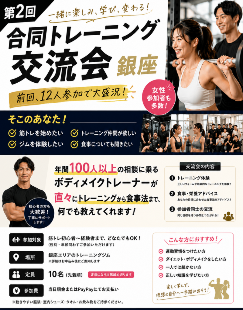 【20代30代限定】【初心者も1人参加も大歓迎】
合同トレーニング交流会in銀座