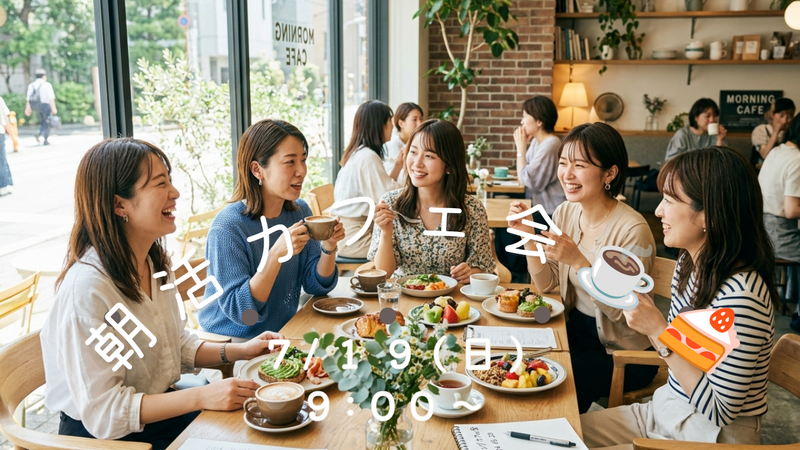女性主催👩 7/19 (日) 9:00〜 朝活カフェ会@天神☕️🍰