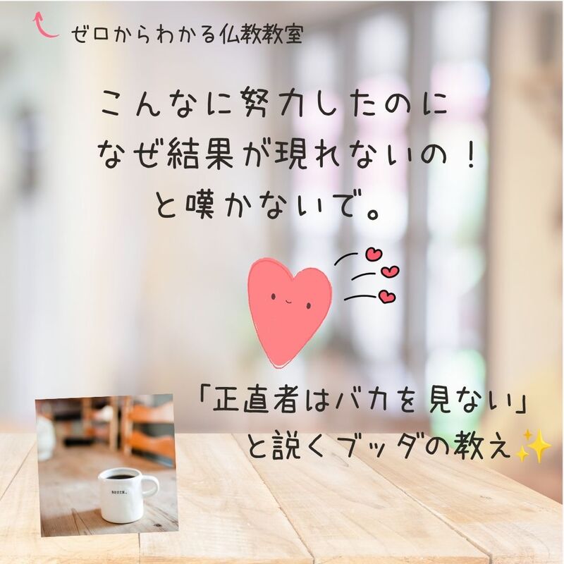 「こんなに努力したのに、なぜ結果が現れないの!」と嘆かないで。「正直者はバカを見ない」と説くブッダの教え