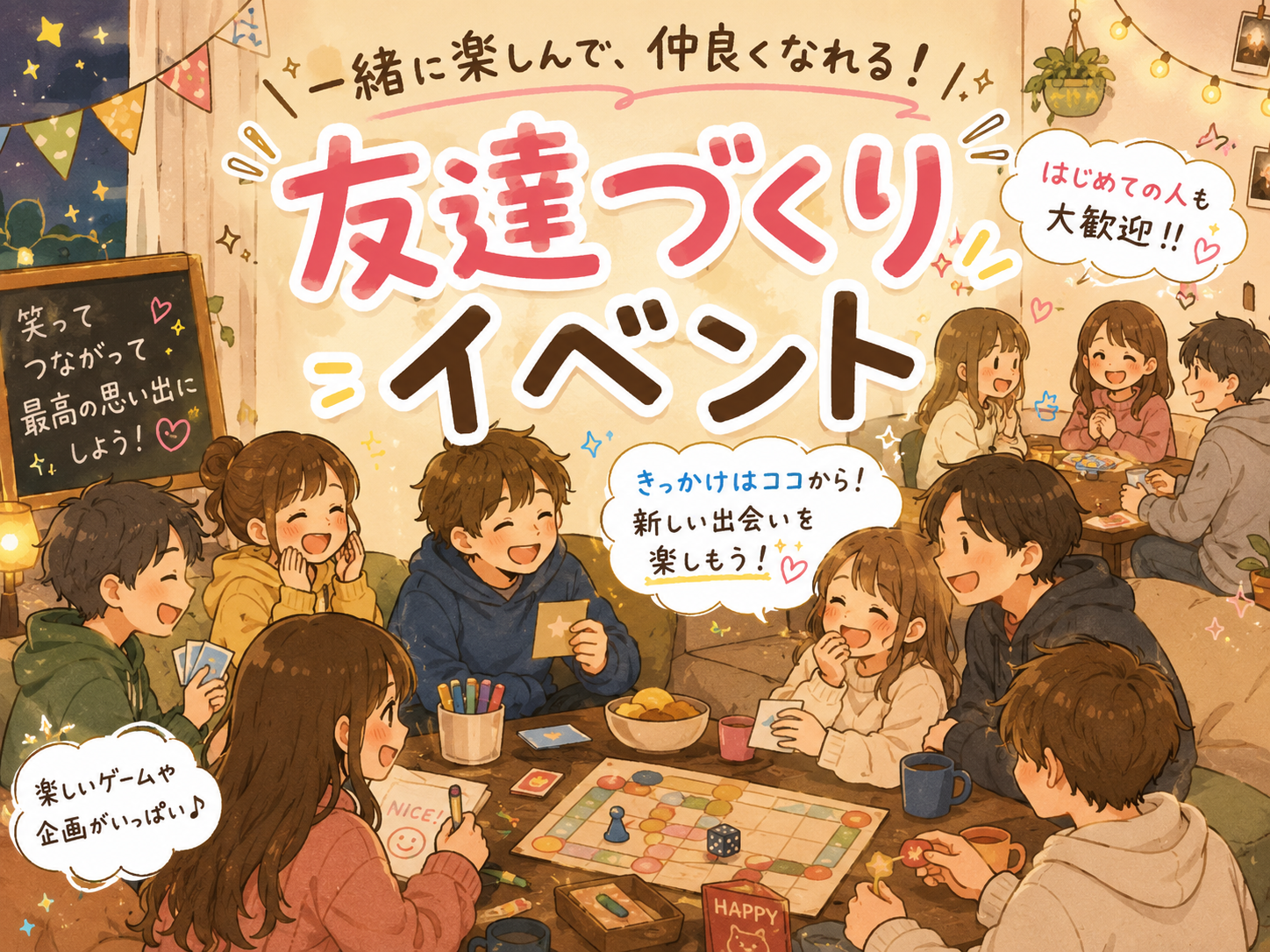 初イベ！✨友達作り！複数チームでゲームに挑戦！相手チームより仲良くなって良い成績を残そう！