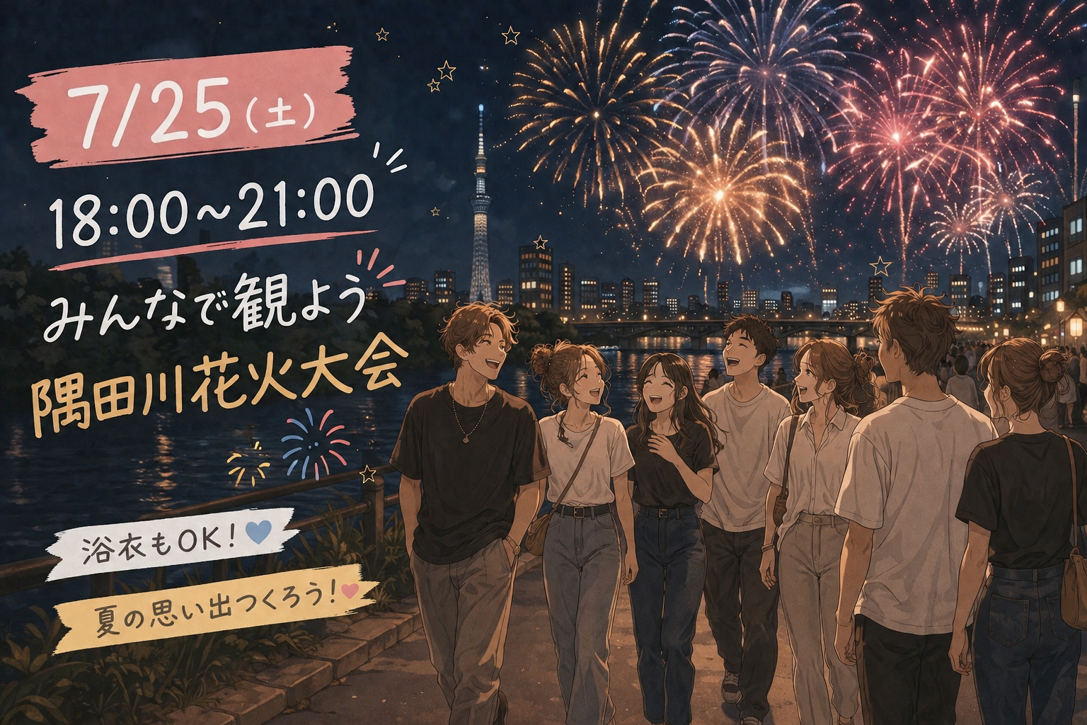 【早割あり】7/25隅田川花火大会鑑賞会🎇✨ 