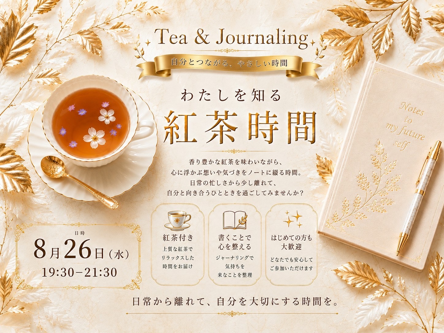 【御徒町からすぐ！】一流の紅茶×ジャーナリングでプロと一緒に強みを発掘
