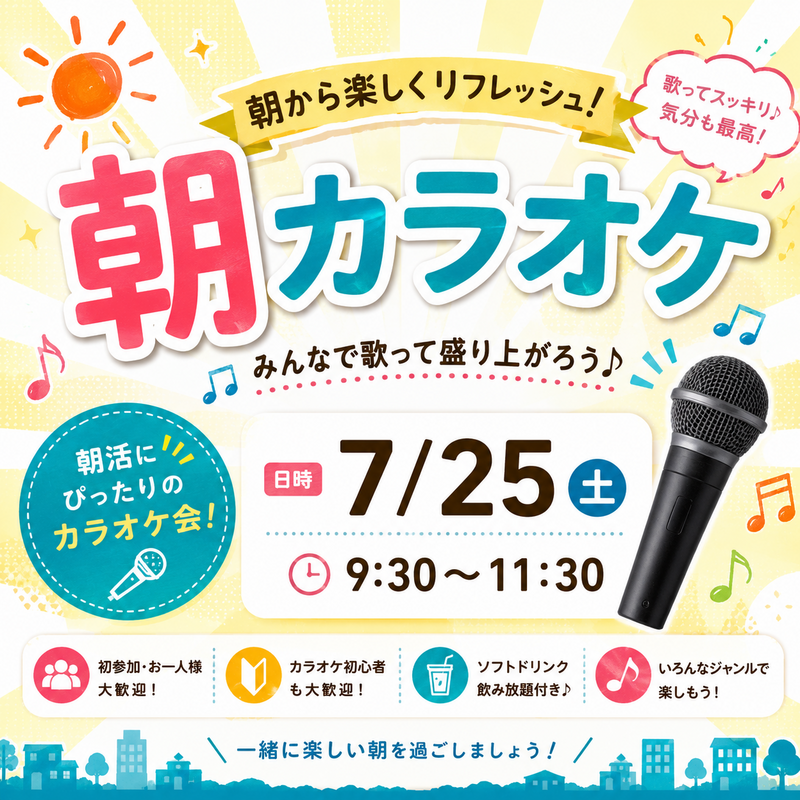 【1人参加大歓迎‼️】朝からカラオケ会🎤