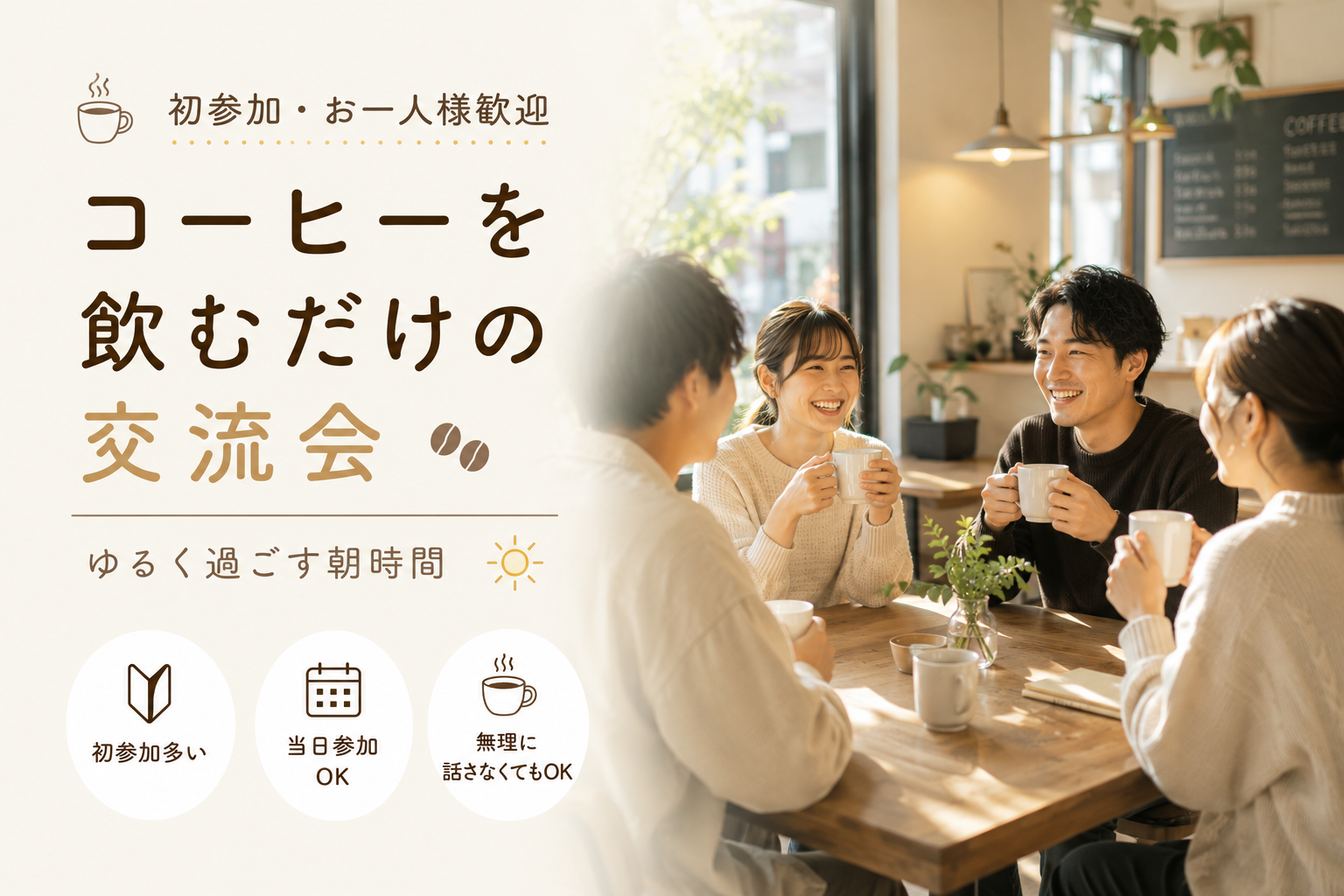 【平日朝活】コーヒーを飲むだけの交流会｜不動前・目黒｜Weekday Hangout