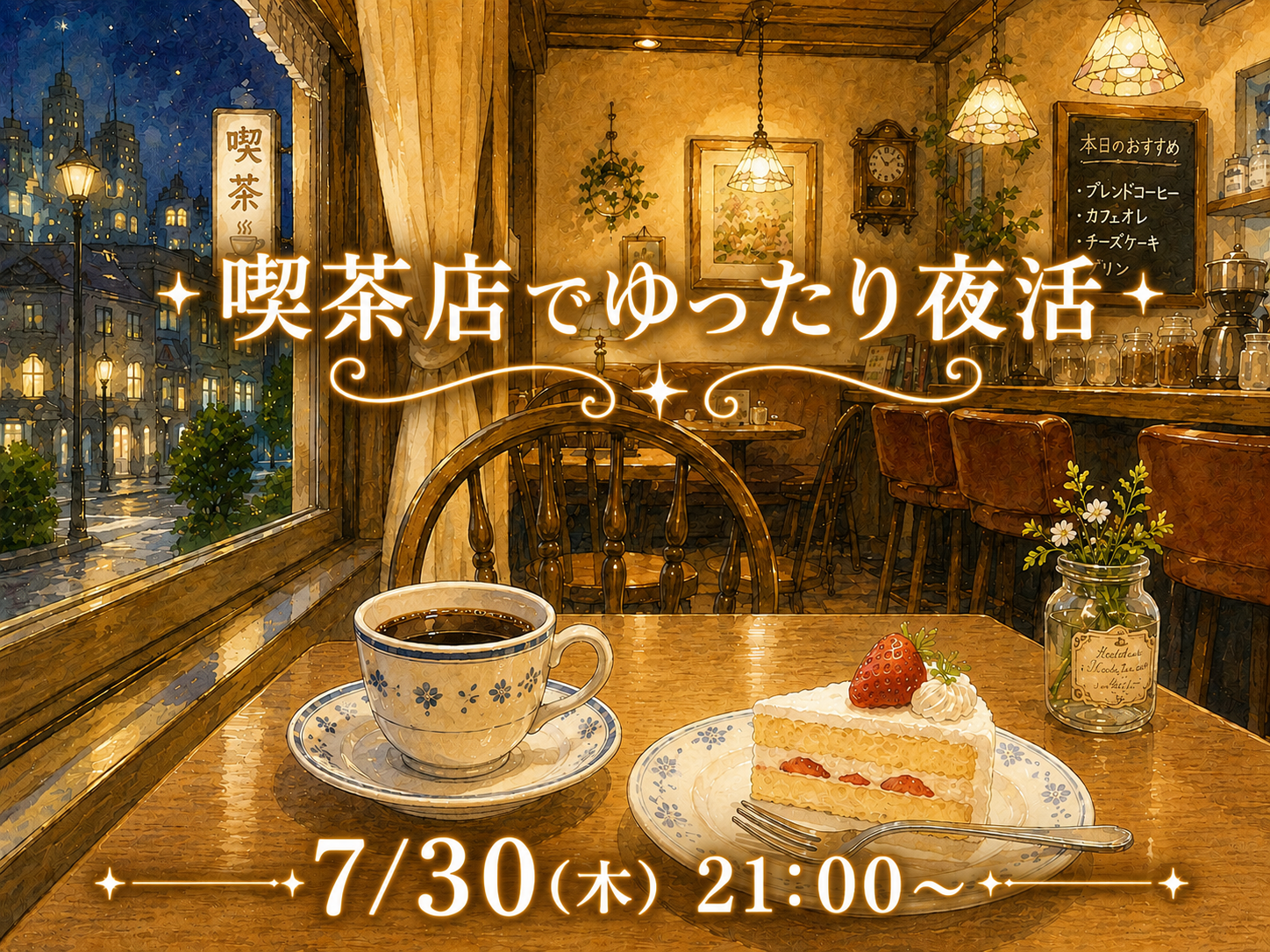 喫茶店でゆったり夜活タイム☕✨
