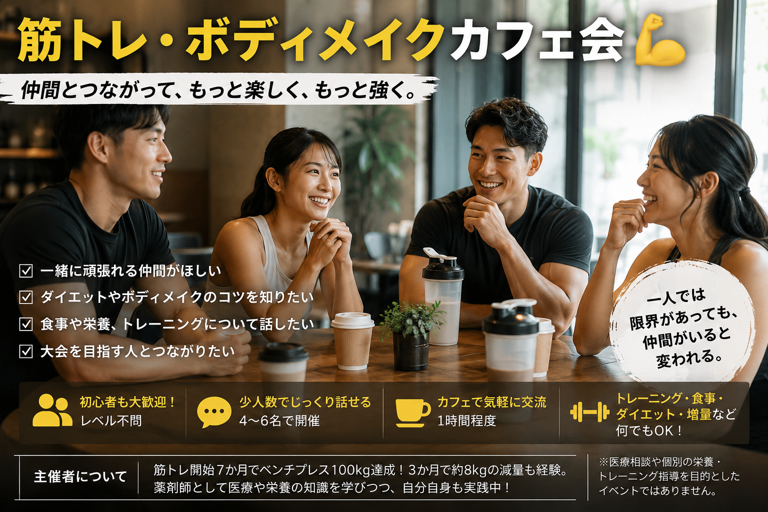 筋トレ・ボディメイク・食事・栄養について話そう🏋️ 
7月26日 14時～集え～💪