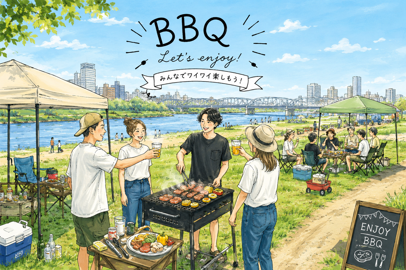 【20代・30代限定】淀川河川敷で開催！真夏のBBQイベント！