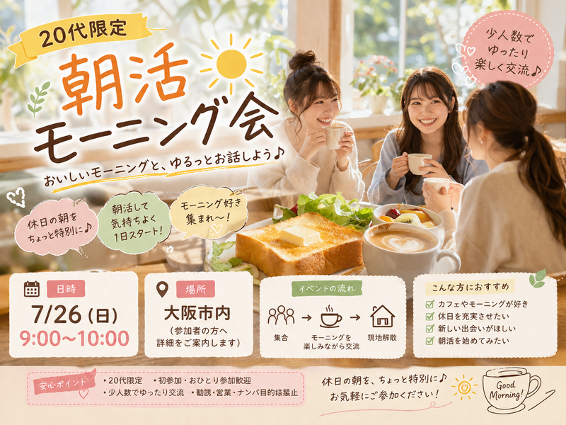 🍞 20代限定｜休日をちょっと特別に。朝活モーニング会☀️