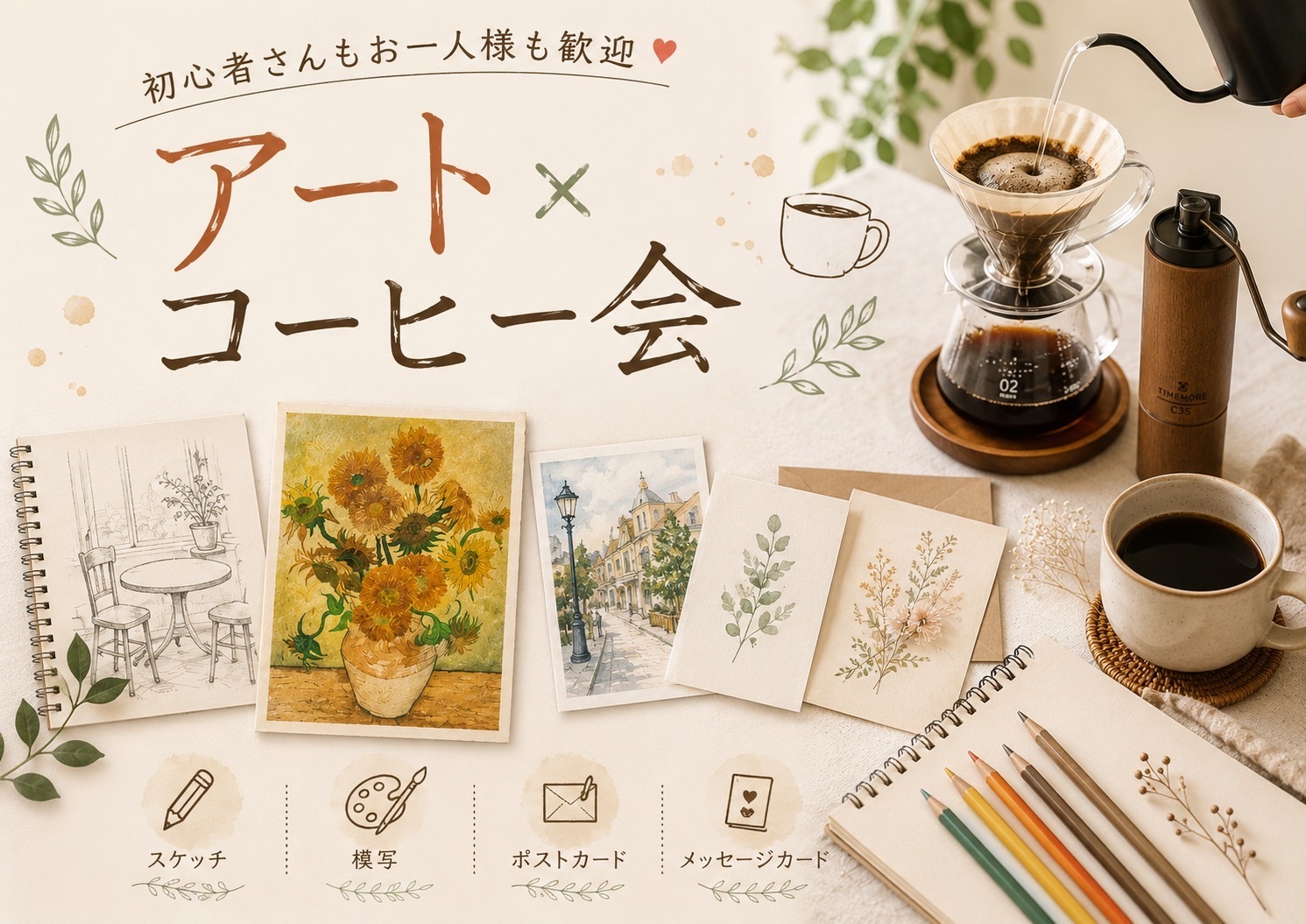 【20代限定】【女性主催】【初心者🔰大歓迎】☕🎨 アート×コーヒー会 🎨☕