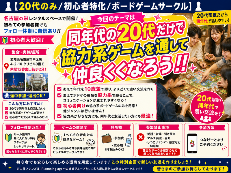 【栄×20代×協力系ボードゲーム特化の特別企画‼️】初心者向けに行います！