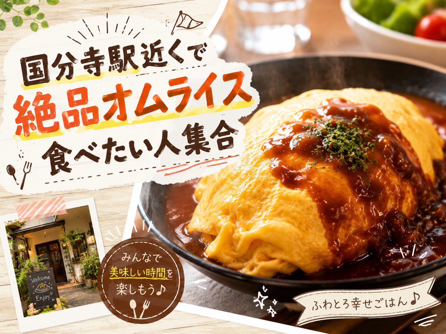【8/3(月)20時スタート】国分寺駅近く人気オムライス専門店「eggg cafe」🍳夜ごはん