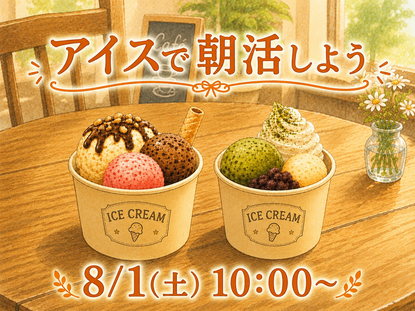 8/1(土) ゆったり朝活アイス🍨🌅