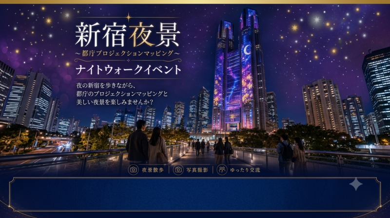 【女性主催】新宿ナイトウォーク ～都会の夜景を歩き、自分時間を楽しもう～３０代～５０代　歓迎♪
