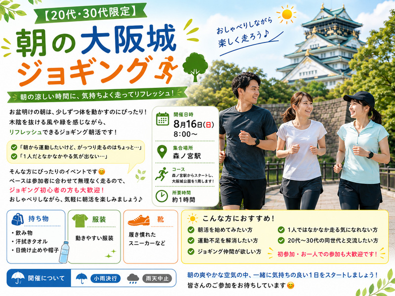 【20代・30代限定】朝の大阪城ジョギング🏃‍♂️🌳