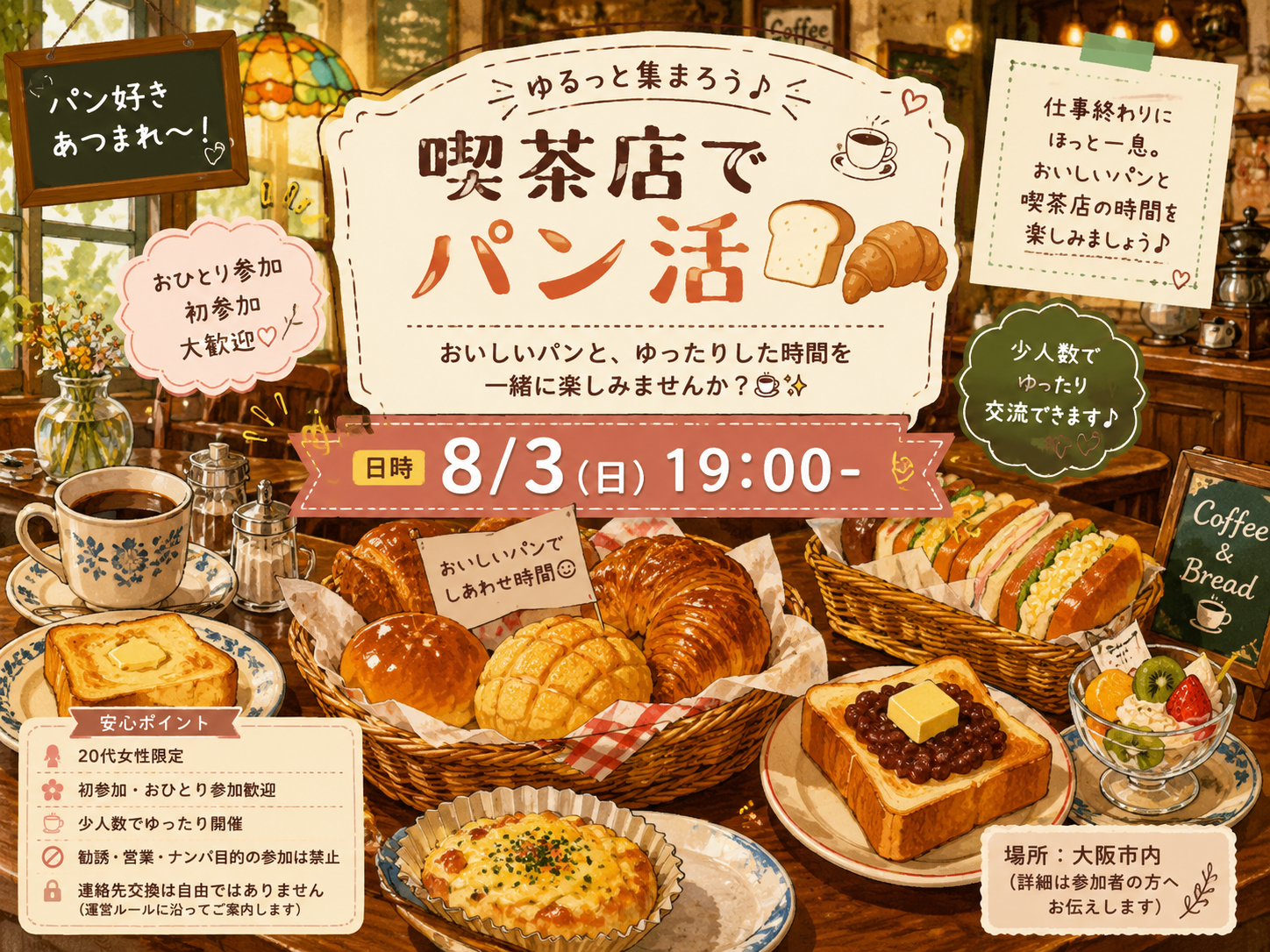 20代女性限定🍞喫茶店でパン活🥐