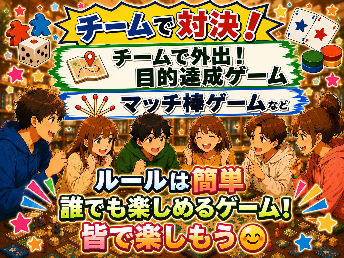チームで対決✨20代30代中心！アナログゲーム会！前回25名参加でしたが今回最大12名にします！