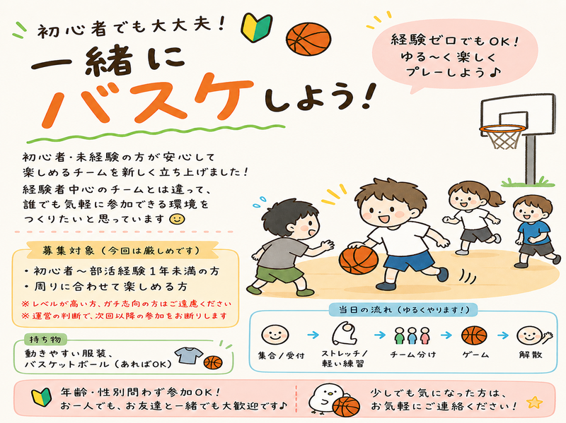 【初心者中心】杉並区でバスケしませんか？8月9日(日)13:00〜15:00