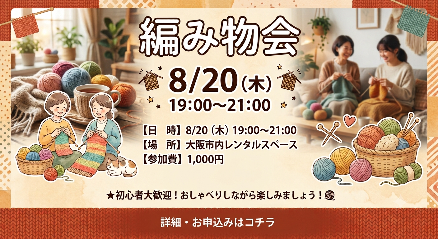初心者歓迎🔰ゆるっと編み物会🧶