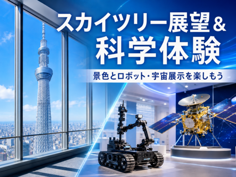 スカイツリー無料展望とロボット・宇宙最先端科学を楽しもう！