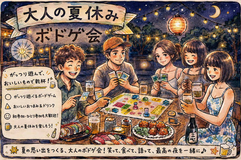 【大人の夏休み🌻】 🍣お寿司×ボドゲで友達づくりパーティ😆😆✨