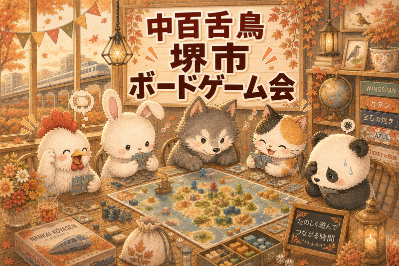 🍀【堺市なかもず】少人数だから、ゆったり楽しめるボードゲーム会☕1人参加も多い会です◎