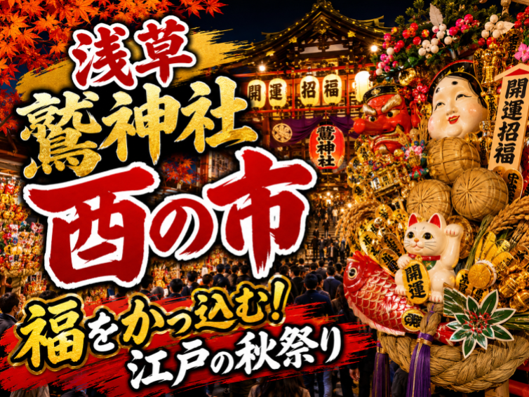 福をかっ込む！日本最大の酉の市（浅草鷲神社）で江戸の縁起熊手を楽しもう！