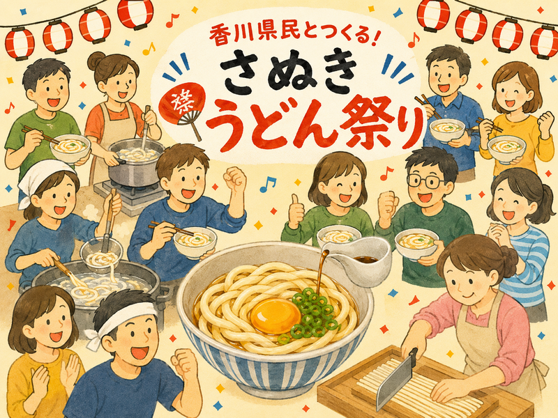 🏮香川県民とつくる！さぬきうどん祭り🏮
〜みんなで踏み踏み、釜玉うどん/ぶっかけうどんを食べよう！〜