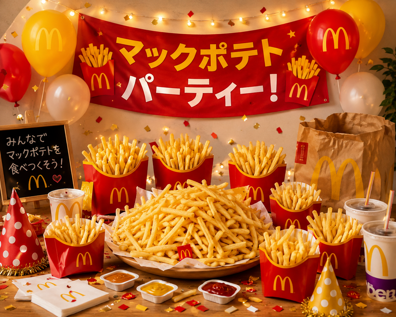 みんなでマックのポテトパーティー