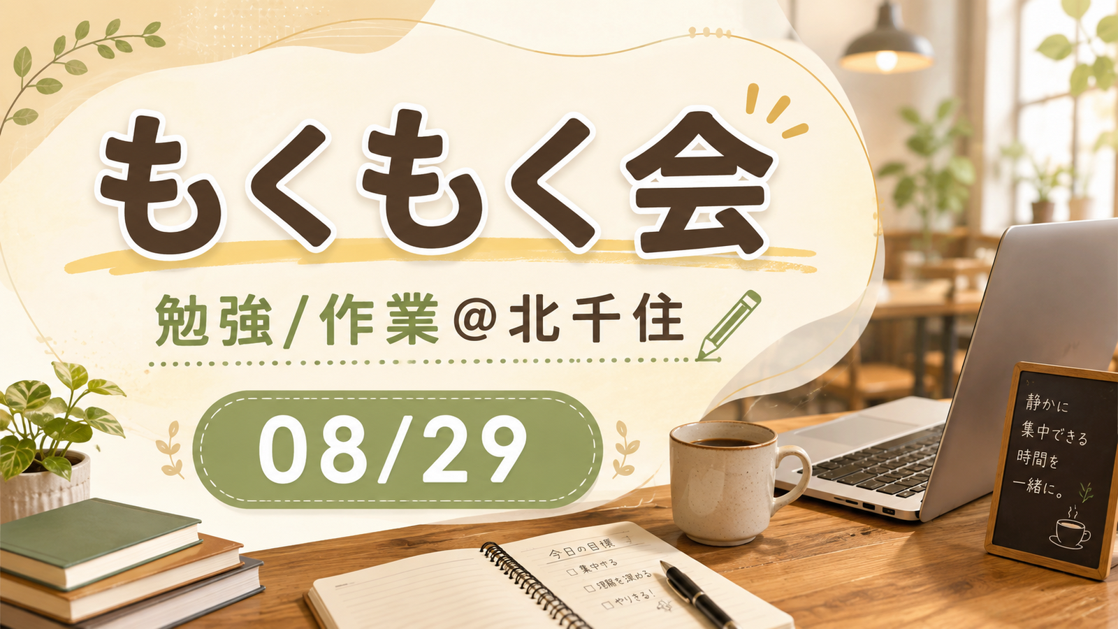 もくもく会 勉強/作業＠北千住 08/29