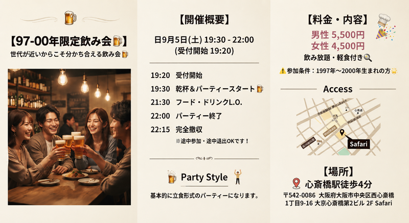 世代別‼︎97-00年限定飲み会🍻✨