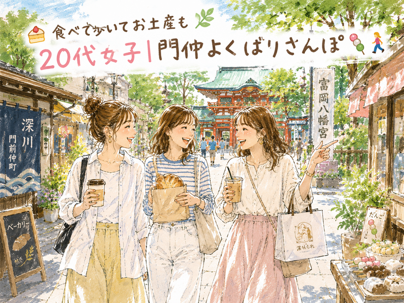 🍰 食べて歩いてお土産も🌿 20代女子｜門仲よくばりさんぽ🍡🚶‍♀️