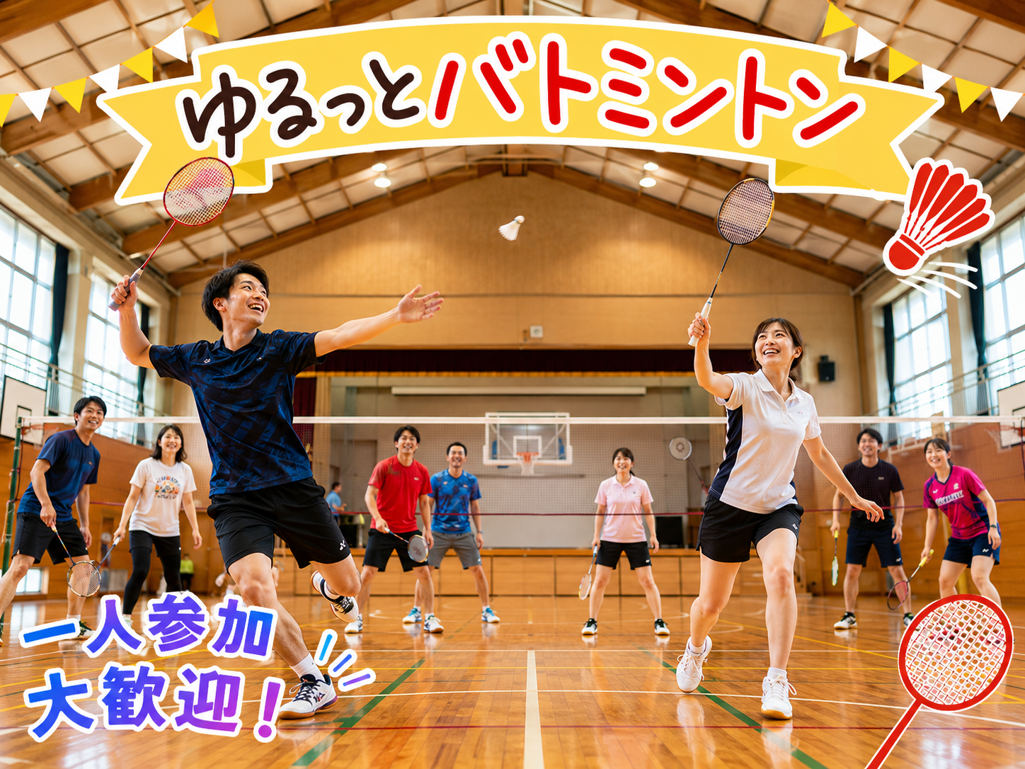 【10/3(土)19:00〜目黒区民センター】おひとり様大歓迎🏸 ゆる～くラリーを繋ぐ社会人エンジョイバドミントン✨