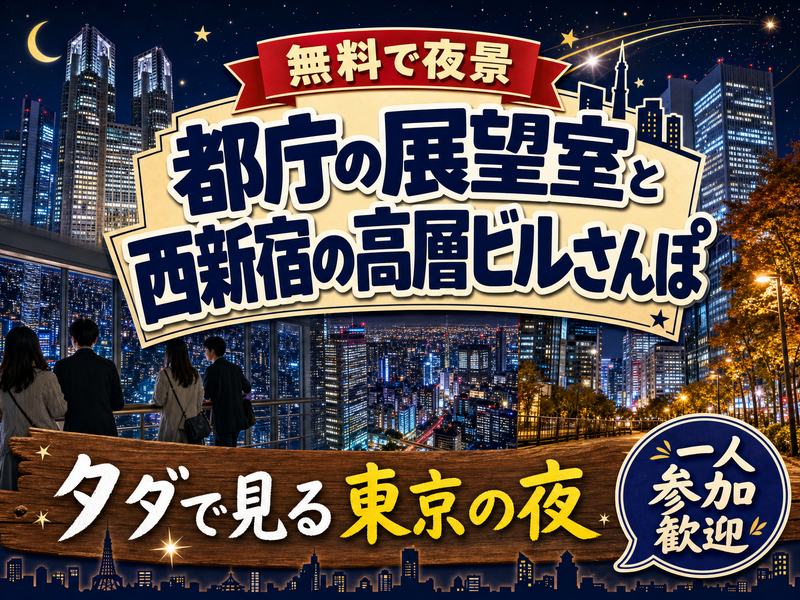 【無料で夜景】都庁の展望室と西新宿の高層ビルさんぽ🌃タダで見る東京の夜