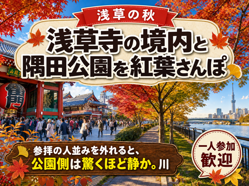 【浅草の秋】浅草寺の境内と隅田公園を紅葉さんぽ🍁
