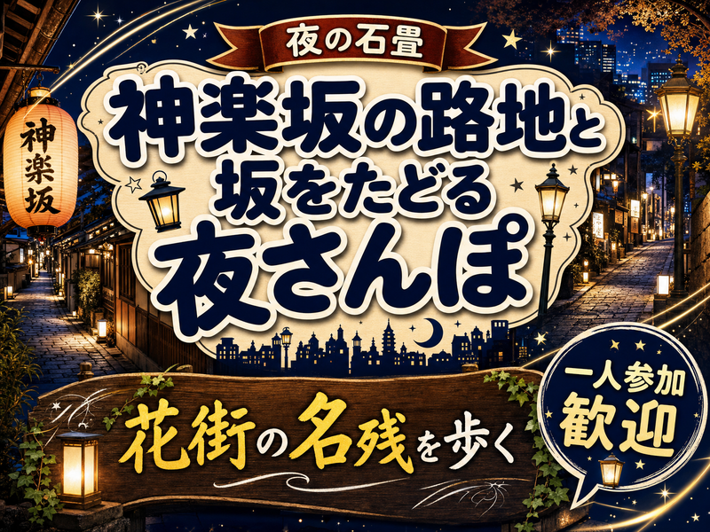 【提灯のあかり】神楽坂を夜に歩く🏮坂と階段と黒塀をたどる