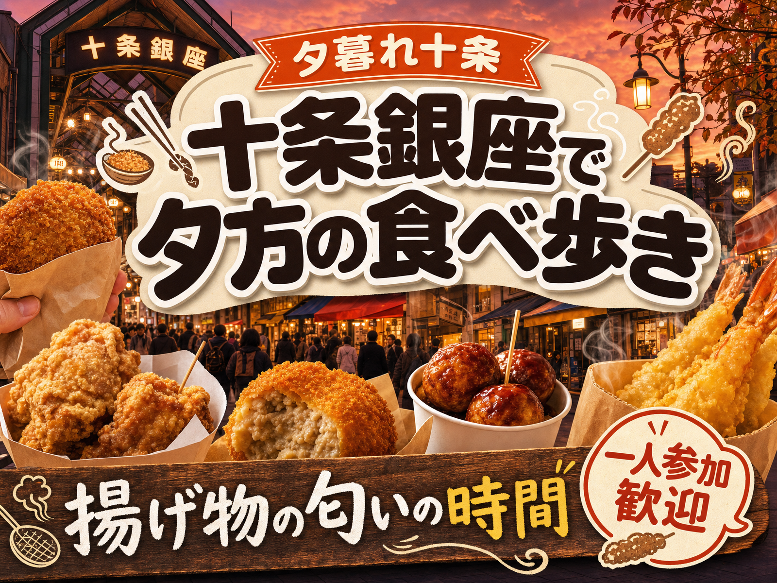 【夕暮れ十条】十条銀座で夕方の食べ歩き🌇揚げ物の匂いの時間