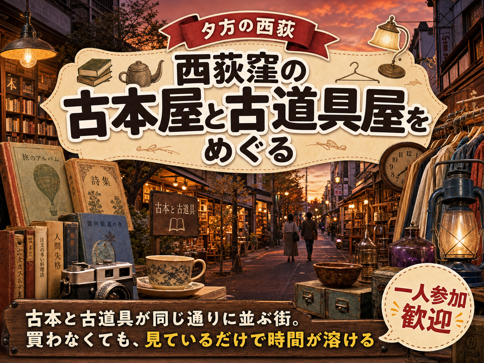 【夕方の西荻】西荻窪の古本屋と古道具屋をめぐる📚